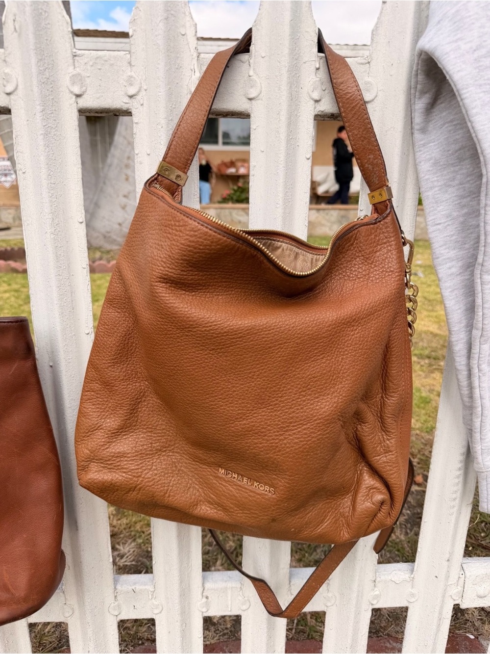 Michael Kors Brown Pebbled Leather Shoulder Bag